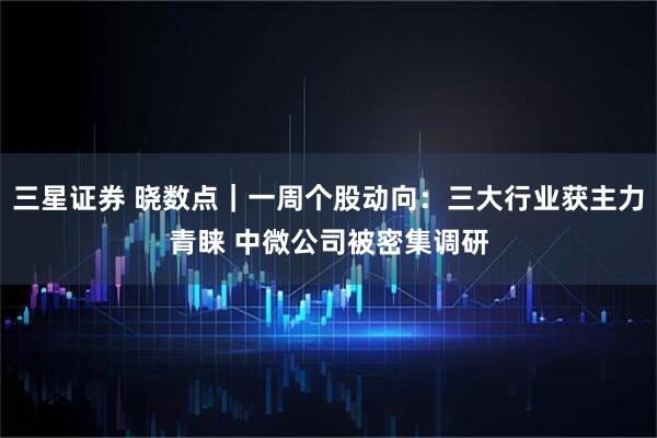 三星证券 晓数点｜一周个股动向：三大行业获主力青睐 中微公司被密集调研
