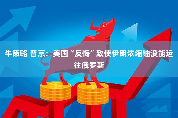 牛策略 普京：美国“反悔”致使伊朗浓缩铀没能运往俄罗斯